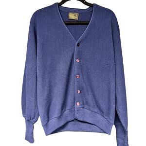 Vintage JC Penney Men's Navy blue Acrylic V neck Grandpa Sweater Large